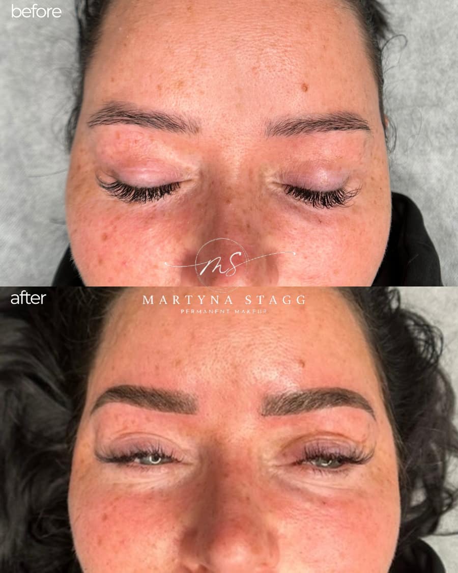Cejas antes y después de la micropigmentación
